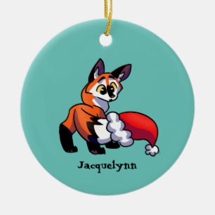 Ornement de Noël Orange Fox personnalisé
