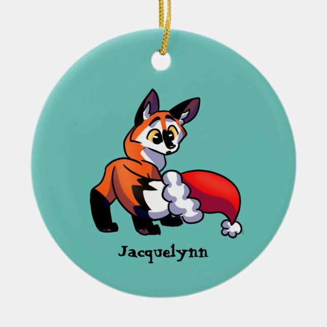 Ornement de Noël Orange Fox personnalisé (Devant)