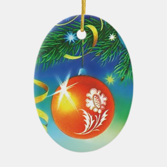 Ornement de Noël orange suspendu (Devant)