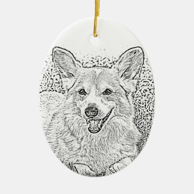 Ornement de Noël Oval Corgi (Devant)