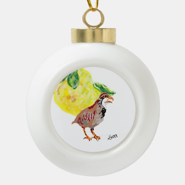 Ornement de Noël : Partridge et poirier. (Devant)