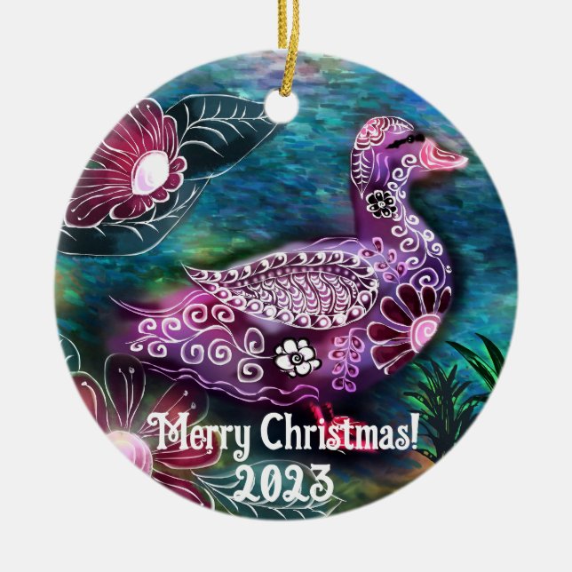 Ornement de Noël - Peinture Whimsical Canard (Devant)