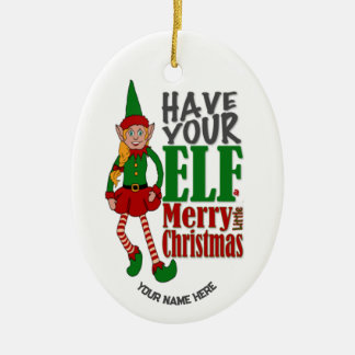 Ornement de Noël personnalisable Elfe Fille
