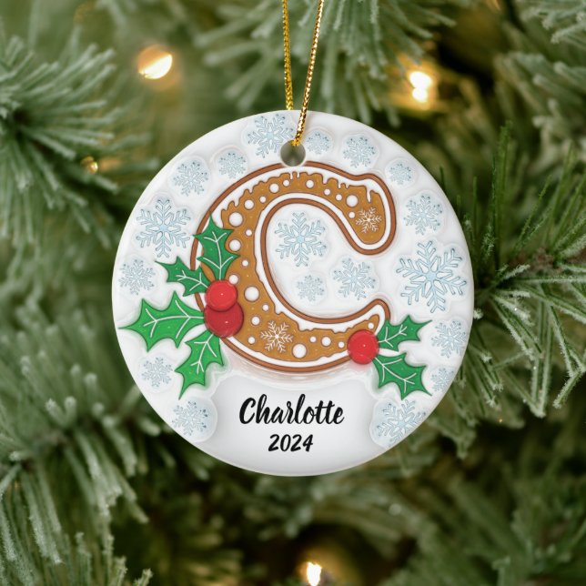 Ornement de Noël personnalisé avec la lettre C (Arbre)