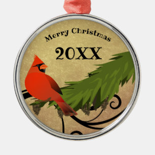 Ornement de Noël personnalisé avec un cardinal rou