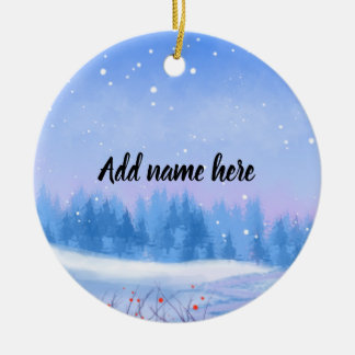 Ornement de Noël personnalisé de paysage enneigé