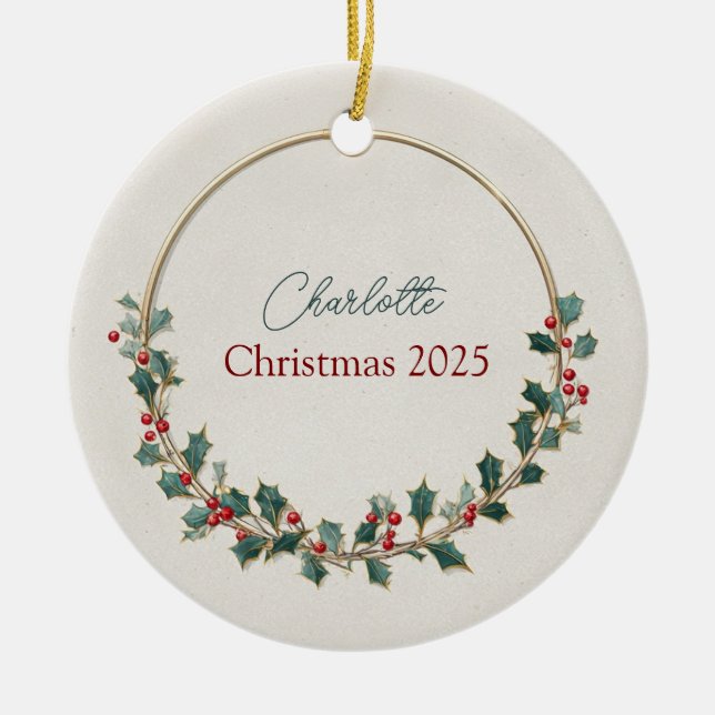 Ornement de Noël Personnalisé Luxe Discret (Devant)
