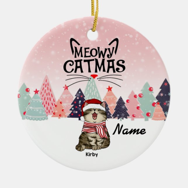 Ornement de Noël Personnalisé, Meowy Xmas Ce (Devant)