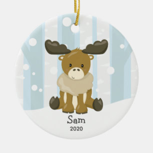 Ornement de Noël personnalisé mignon Moose