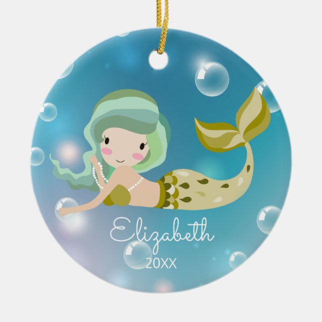Ornement de Noël personnalisé par sirène moderne (Devant)