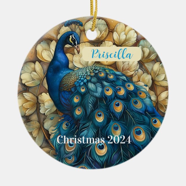 Ornement de Noël personnalisé Peacock (Devant)