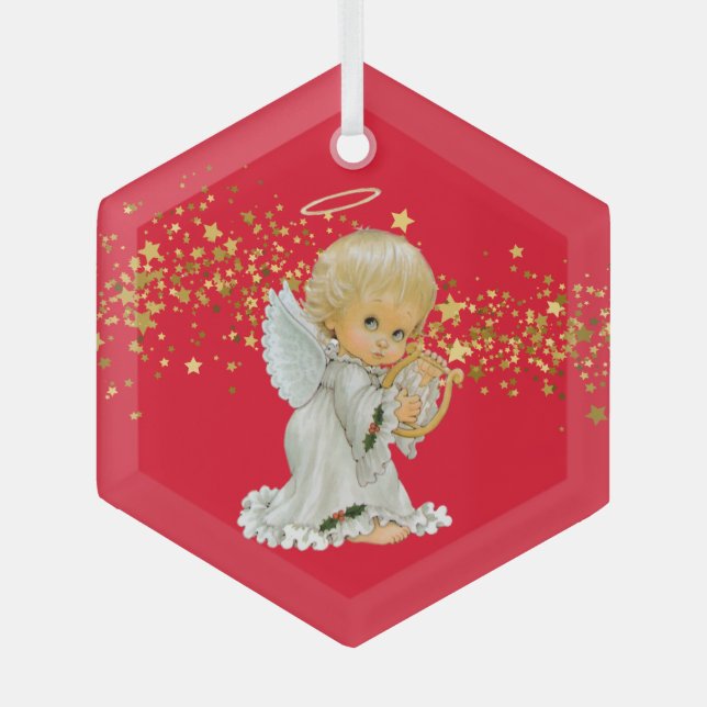Ornement de Noël - Petit Ange Ornement de verre (Recto)