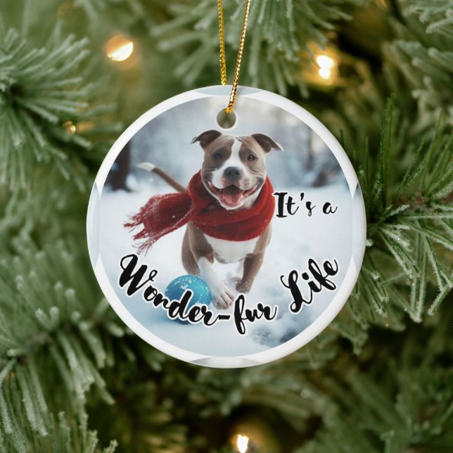 Ornement de Noël Pitbull en céramique (Arbre)