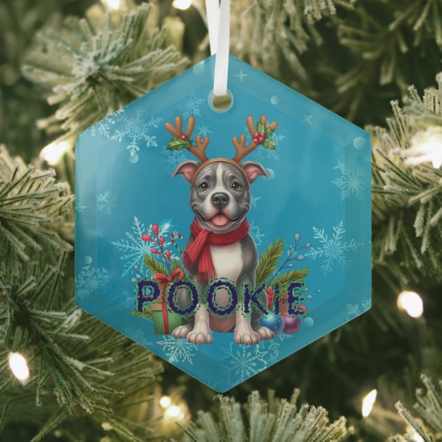 Ornement de Noël Pitbull personnalisable (Insitu)