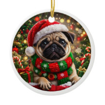Ornement de Noël Pug Adorable