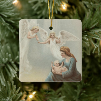 Ornement de Noël religieux vintage avec des voeux
