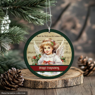 Ornement de Noël Rétro Ange Joyeux Porte-Carte