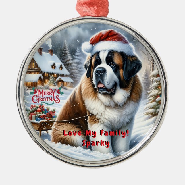 Ornement de Noël Saint Bernard sur mesure (Devant)