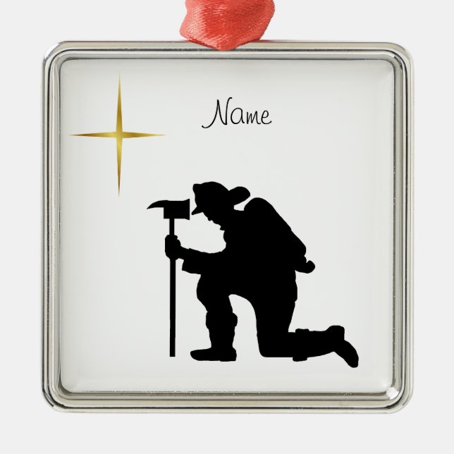 Ornement de Noël Silhouette Fireman Kneeling (Devant)