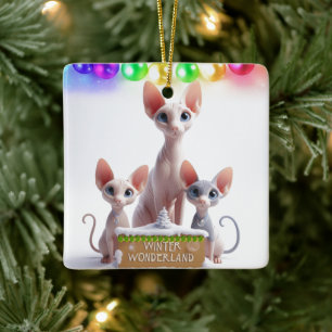 Ornement de Noël Sphynx pour un Paysage d'Hiver En