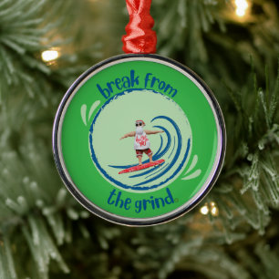 Ornement de Noël Surfant Santa