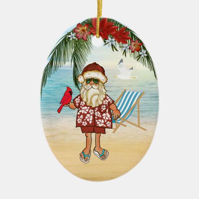 Ornement de Noël Tropical Père Noël (Devant)