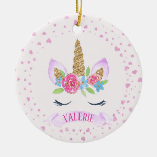 Ornement de Noël Unicorne Personnalisé Pour Fille