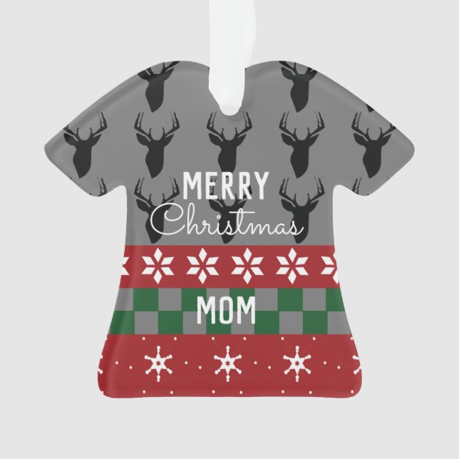Ornement de nom de pull moche de Noël joyeux (devant)