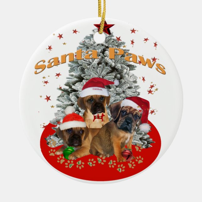 Ornement de pattes de Puggle Père Noël (Devant)