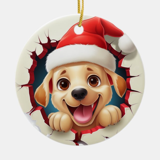 Ornement de percée 3D pour chien d'or (Devant)