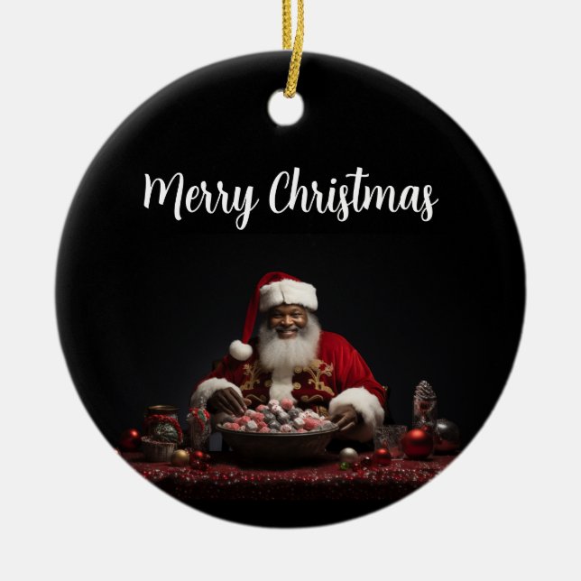 Ornement de Père Noël Candy Claus afro-américain (Devant)