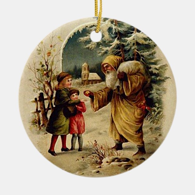 Ornement de Père Noël de Vieux Monde (cercle) (Devant)