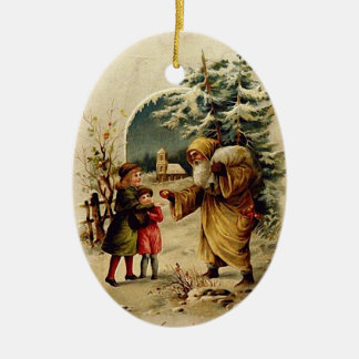 Ornement de Père Noël de Vieux Monde (ovale)