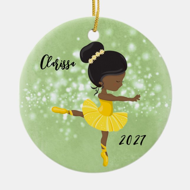 Ornement de petite fille noire personnalisée (Devant)