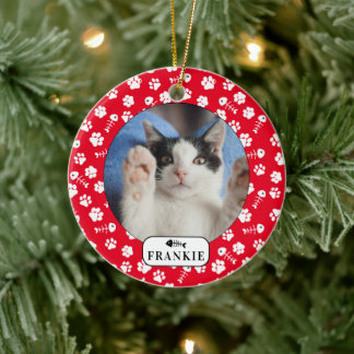Ornement de photo de chat personnalisé avec os de