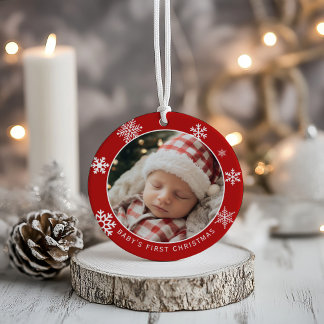 Ornement de photo de Noël classique pour bébé