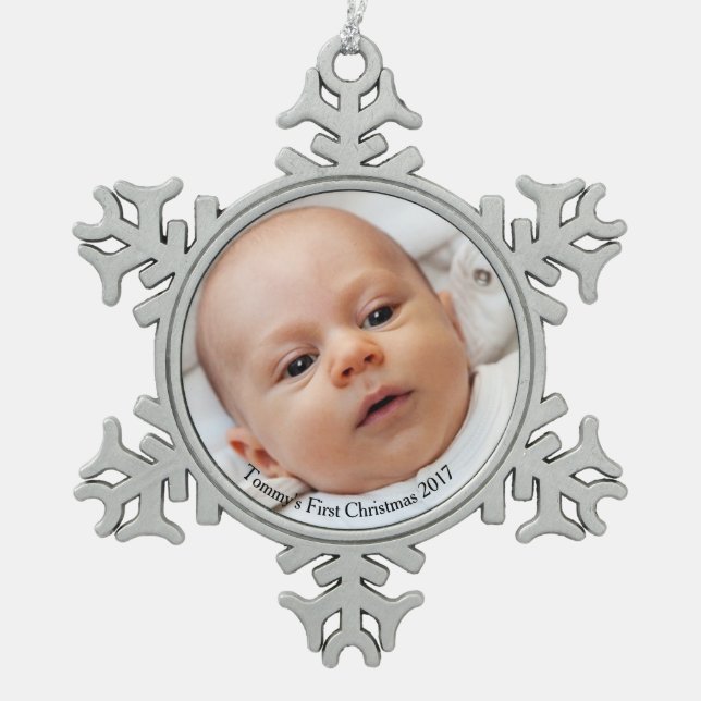 Ornement de photo de Noël du bébé de flocon de (Devant)