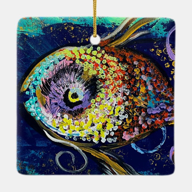 Ornement de poisson Mardi Gras (Dos)