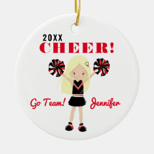 Ornement de Pom-pom girl Blonde rouge et noir