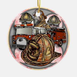 Ornement de pompier croix de camion de pompiers