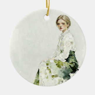 Ornement de portrait vert doux