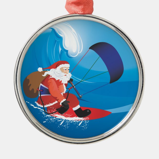 Ornement de prime de Père Noël Kitesurf (Devant)