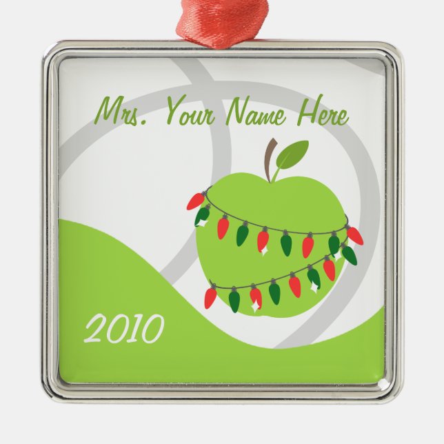 Ornement de professeur - Apple et lumières de Noël (Devant)