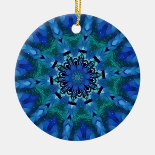Ornement de ronde Mandala Vert bleu (Devant)