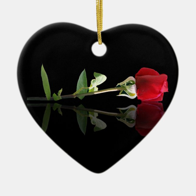 Ornement de rose rouge personnalisable (Devant)