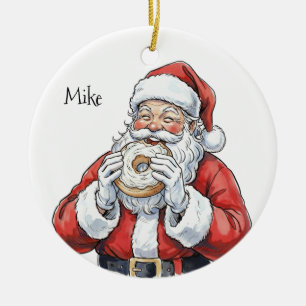 Ornement de Santa mangeant un bagel