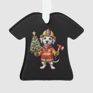 Ornement de sapin de Noël Dalmatien pompier
