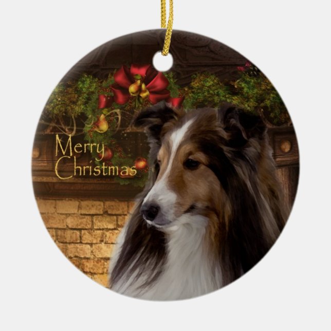 Ornement de Sheltie de vacances (Devant)
