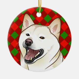 Ornement de Shiba Inu de crème de Joyeux Noël