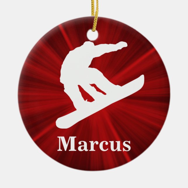 Ornement de snowboard personnalisé avec rayon roug (Devant)